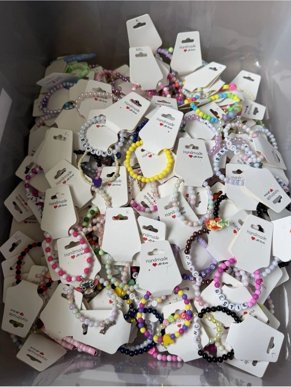 Bulk mystery set of 100 Kids Beaded Bracelet - Multicolor, handmade by me